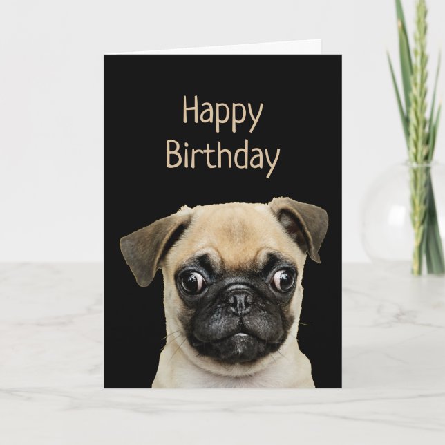 Pet med födelsedagspressen Humor, Pug Hund Card Kort (Framsida)
