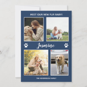Pet-meddelande New Päls Baby Photo Navy Blue Meddelande
