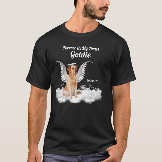 Pet Memorial Angel Hund Golden Retriever T-shirt (Framsida)