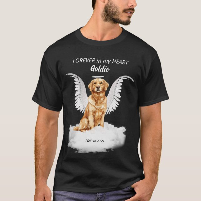 Pet Memorial Angel Hund Golden Retriever T-shirt (Framsida)