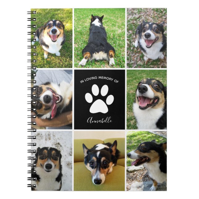 Pet Memorial Anpassningsbar Hund 8 Photo Collage Anteckningsbok (Framsidan)