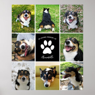 Pet Memorial Anpassningsbar Hund 8 Photo Collage Poster