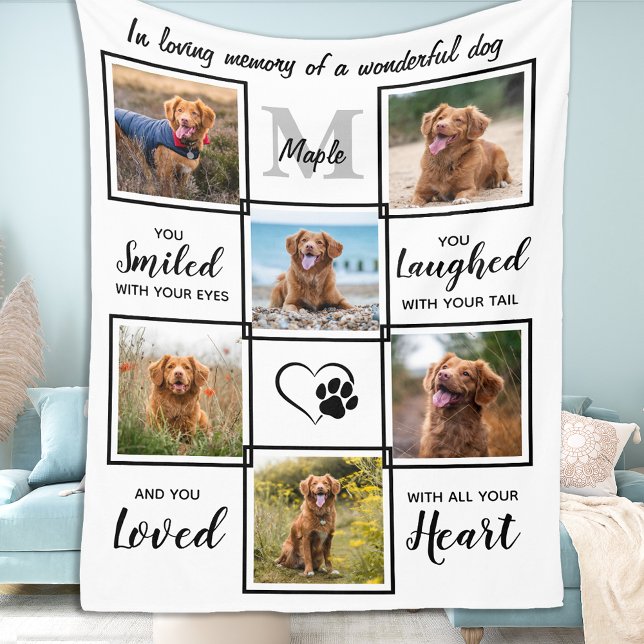 Pet Memorial Anpassningsbar Photo Collage Hund Mem Fleecefilt (Skapare uppladdad)
