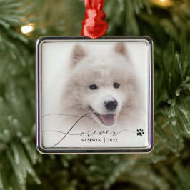 Pet Memorial | Anpassningsbar Photo Hund Paw Skriv Julgransprydnad Metall