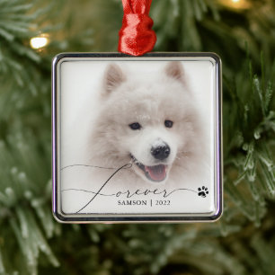 Pet Memorial   Anpassningsbar Photo Hund Paw Skriv Julgransprydnad Metall