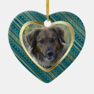 Pet Memorial Aztec Mönster Heart Keepsaké Julgransprydnad Keramik