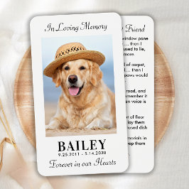 Pet Memorial Best Friend Hund Photo Prayer Card Visitkort