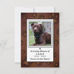 Pet Memorial Card 3,5" x 5" - Chocolate Brown Phot OSA Kort