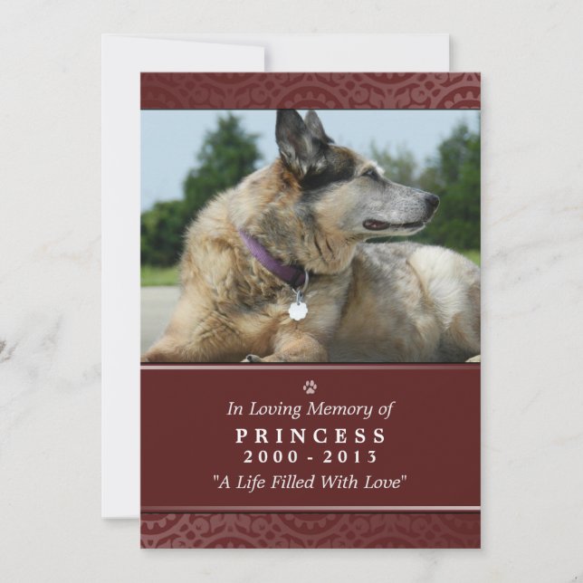 Pet Memorial Card 5"x7" Red - Prayer för sällskaps Inbjudningar (Framsida)