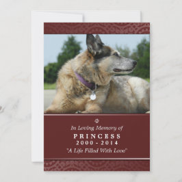 Pet Memorial Card 5 x 7 Red - Guds Garden Meddelande