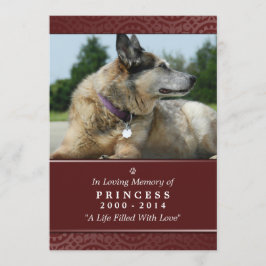 Pet Memorial Card 5 x 7 Red - Guds Garden Meddelande