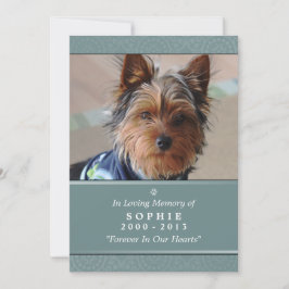 Pet Memorial Card 5x7 Teal Prayer for Pets Meddelande