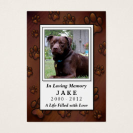 Pet Memorial Card - Chocolate Brown - Pets Prayer Visitkort