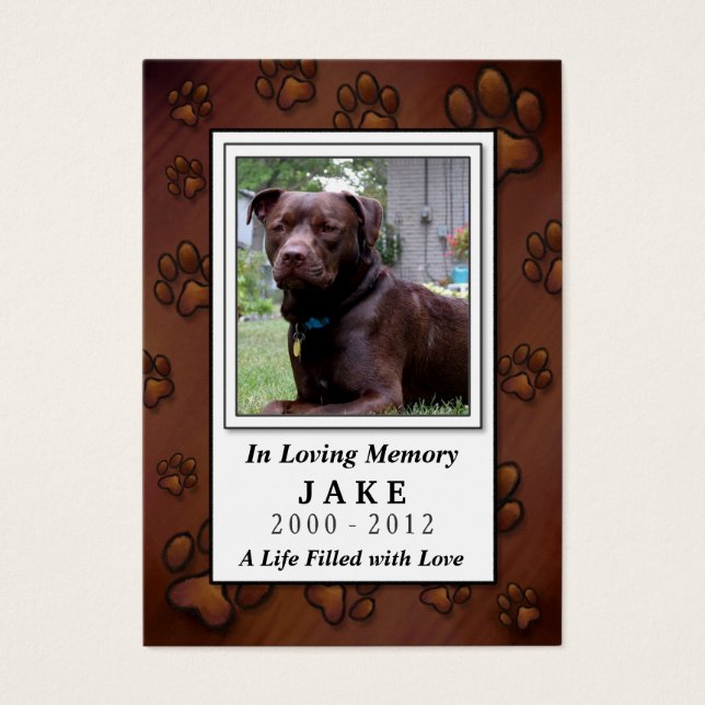 Pet Memorial Card - Chocolate Brown - Pets Prayer Visitkort (Framsidan)