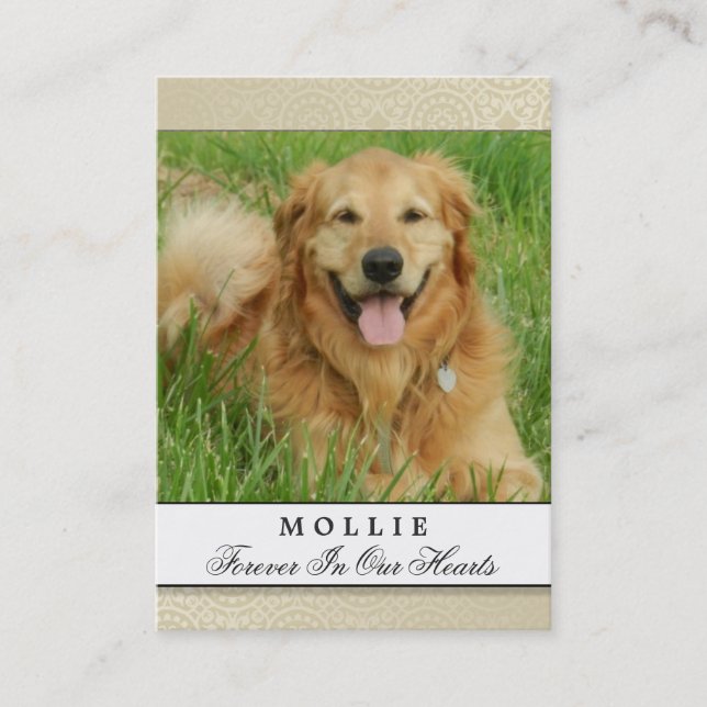 Pet Memorial Card Creme - Innehållen Dikt Visitkort (Framsida)