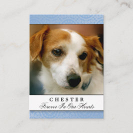 Pet Memorial Card Light Blue Contated Dikt Visitkort