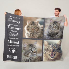 Pet Memorial Cat Keepsaké Pet Loss Photo Collage Fleecefilt