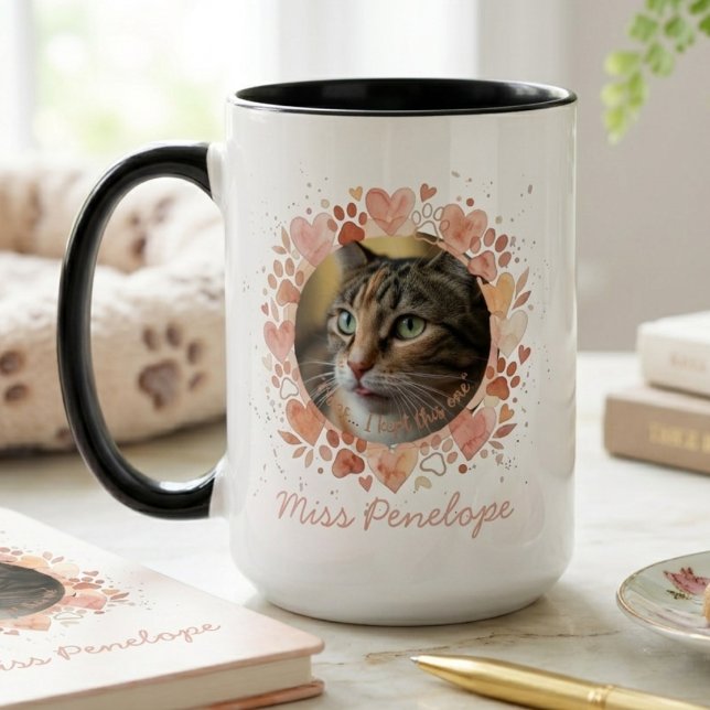 Pet Memorial Cat Loss Sympathy Floral Keepsake Mugg (Cat photo mug)