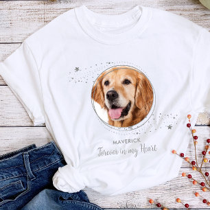Pet Memorial Elegant Heaven Silver Stars Hund Phot T Shirt