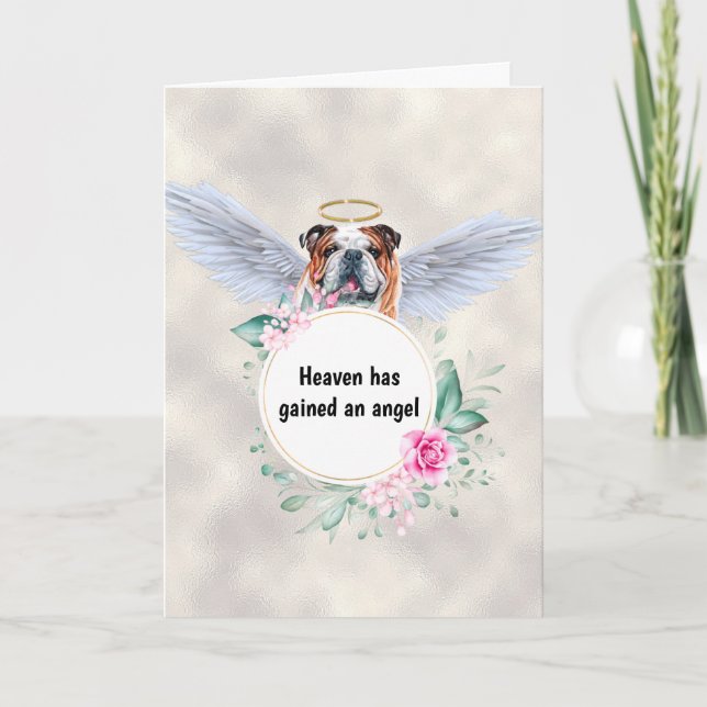 Pet Memorial English bulldog hund angel vingar dik Kort (Framsida)