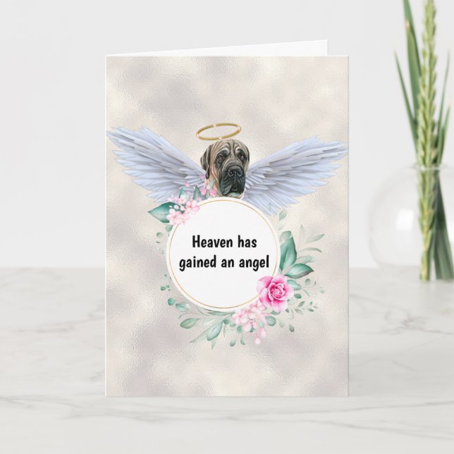 Pet memorial English mastiff hund angel vingar dik Kort (Framsida)