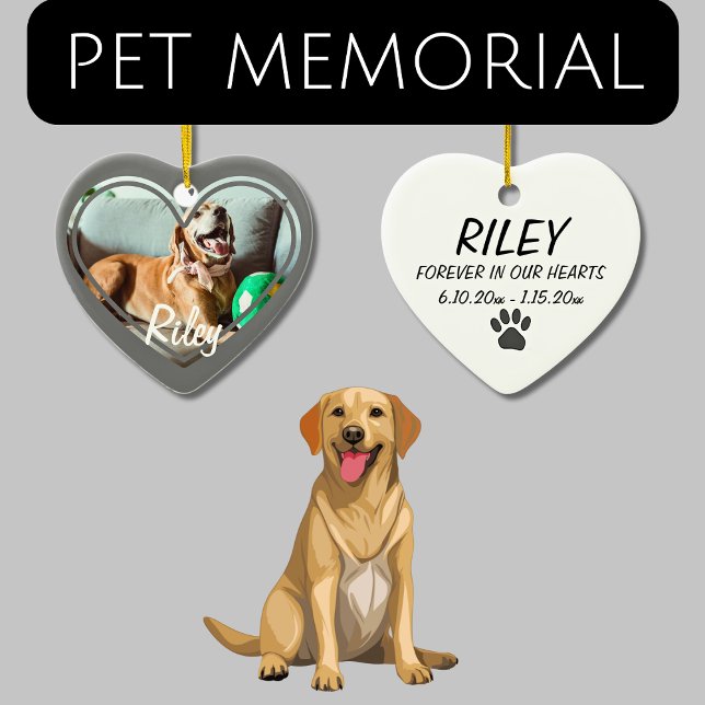 Pet Memorial Forever Heart Keepsak Hund Photo Julgransprydnad Keramik (Skapare uppladdad)