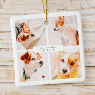 Pet Memorial Forever i Eleganten Hearts-foton Julgransprydnad Keramik