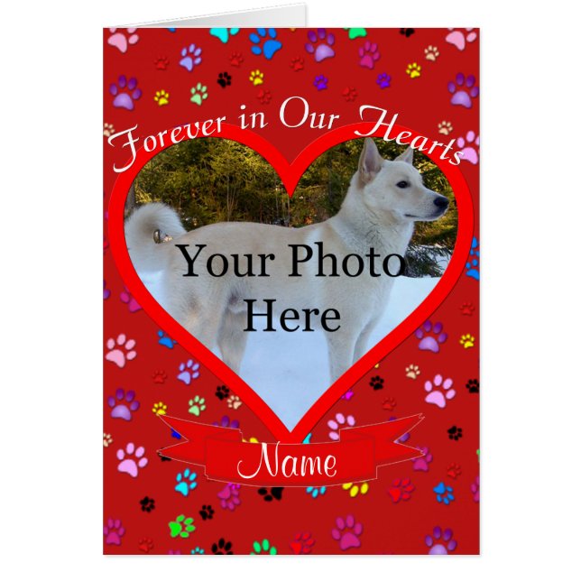 Pet Memorial Forever i våra hjärtan Hälsningskort (Framsidan)
