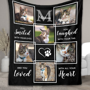 Pet Memorial Gift Cat Loss Dikt 6 Foto Collage Fleecefilt