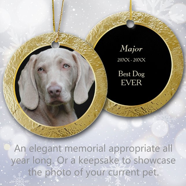 Pet Memorial Gold Foil Frame Photo Keepsake Julgransprydnad Keramik (Skapare uppladdad)