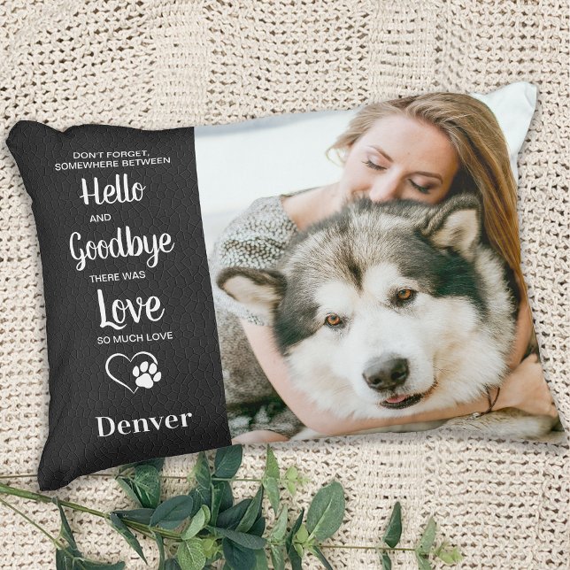 Pet Memorial Hej Adjö Sympathy Hund Photo Prydnadskudde (Skapare uppladdad)
