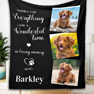 Pet Memorial Hund Memory Anpassningsbar 3 Photo Fleecefilt