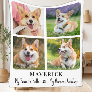 Pet Memorial Hund Memory Personlig 4 Photo Fleecefilt