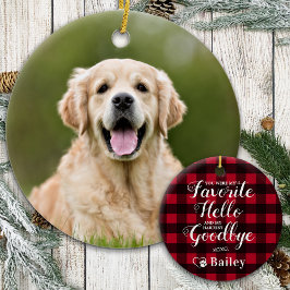 Pet Memorial Hund Photo Red Buffalo Play Pet Loss Julgransprydnad Keramik