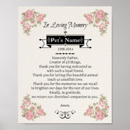 Pet Memorial Hund Prayer Poster