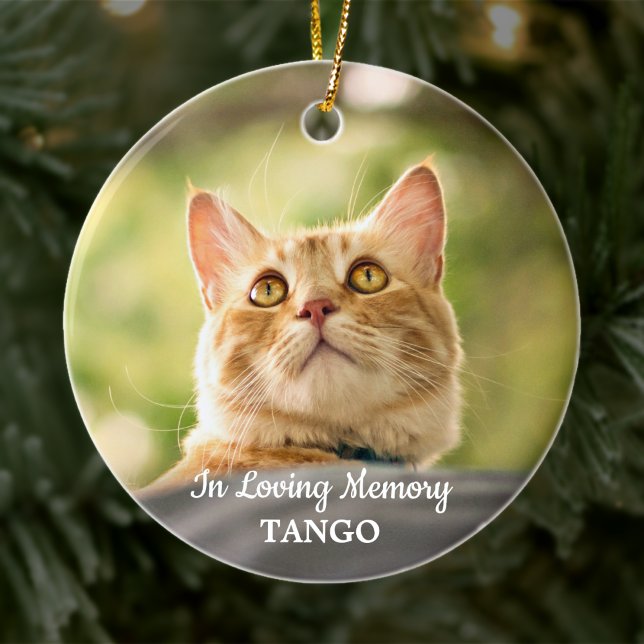 Pet Memorial i Loving Memory Simple Cat Photo Julgransprydnad Keramik (Skapare uppladdad)