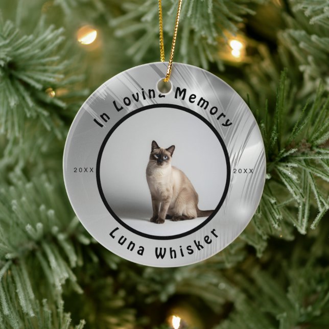 Pet Memorial In Loving Memory Cat Photo Tribute Julgransprydnad Keramik (Träd)