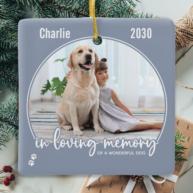 Pet Memorial in Loving Memory Modern Grått Photo Julgransprydnad Keramik (Skapare uppladdad)