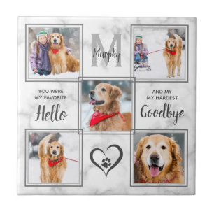 Pet Memorial Keepsak 5 Photo Collage Hund Kakelplatta