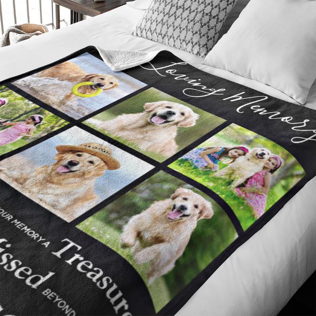 Pet Memorial Keepsaké Gift 6 Hund Photo Collage Fleecefilt (Skapare uppladdad)
