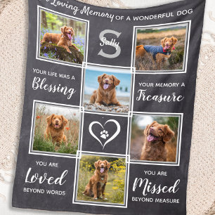 Pet Memorial Keepsakys Hund Photo Collage Fleecefilt