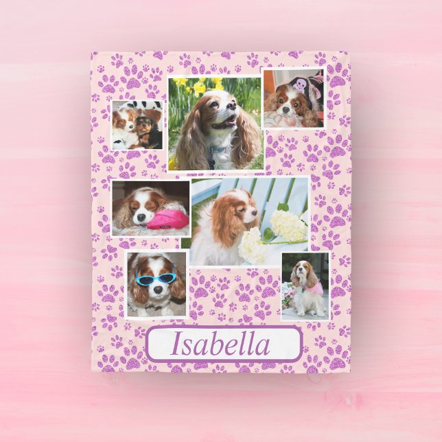 Pet Memorial Lila Glitter Tass avtryck Fleecefilt (Skapare uppladdad)