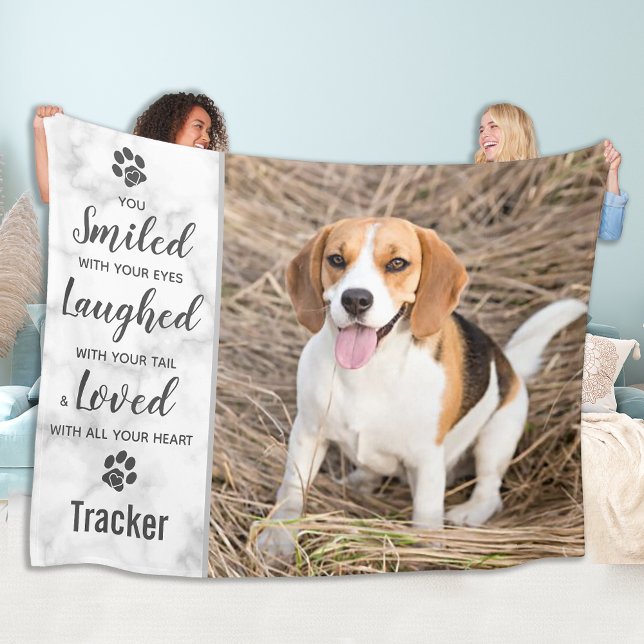 Pet Memorial log Loved Anpassningsbar Photo Hund Fleecefilt (Skapare uppladdad)