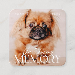 Pet Memorial Loving Memory Simple Modern Photo Fyrkantigt Visitkort