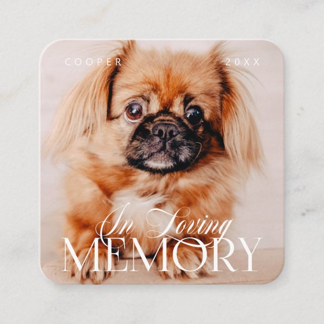 Pet Memorial Loving Memory Simple Modern Photo Fyrkantigt Visitkort (Framsida)