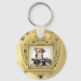 Pet Memorial med Guld Angel Vingar Nyckelring