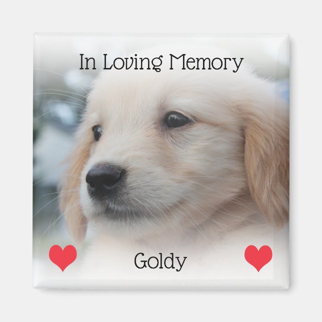 Pet Memorial med hjärtan och foto Magnet (Framsidan)