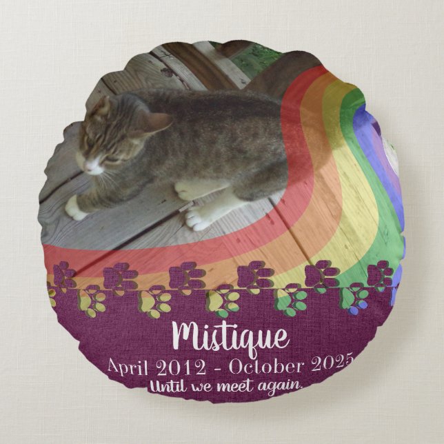 Pet Memorial Memory Beloved Keepsaké Rund Kudde (Framsidan)