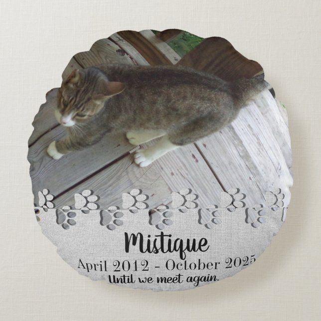 Pet Memorial Memory Beloved Keepsaké Rund Kudde (Framsidan)