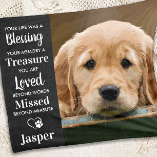 Pet Memorial Memory Dikt Anpassningsbar Photo Fleecefilt